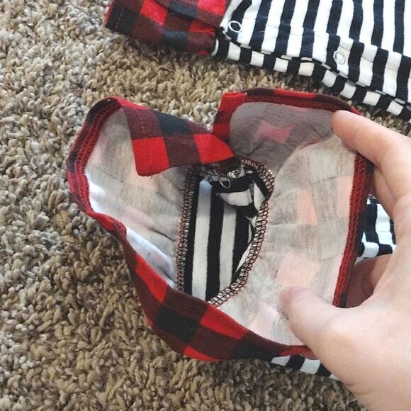 Rare Editions 18M Toddler's Snap Button Striped Plaid Red Christmas Romper - Picture 11 of 12